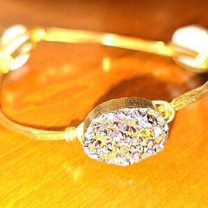 Vintage Gold and Purple Druzy Bracelet